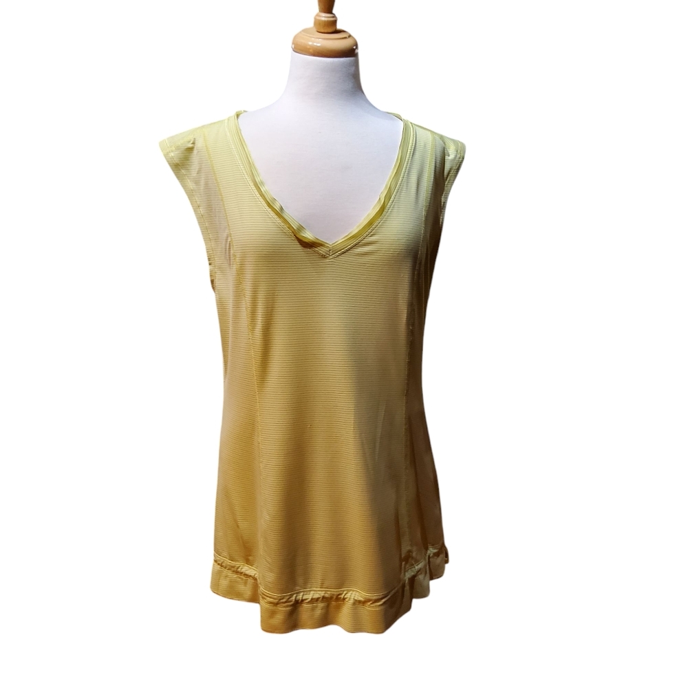 Lululemon Cinch Waist Yellow Cap Sleeve Tank Top